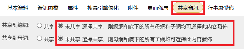共享資訊頁面